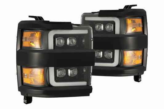 ARex Nova LED Headlights: Chevy Silverado HD (15-19) - Jet Black w/ Chrome Grille (Set)