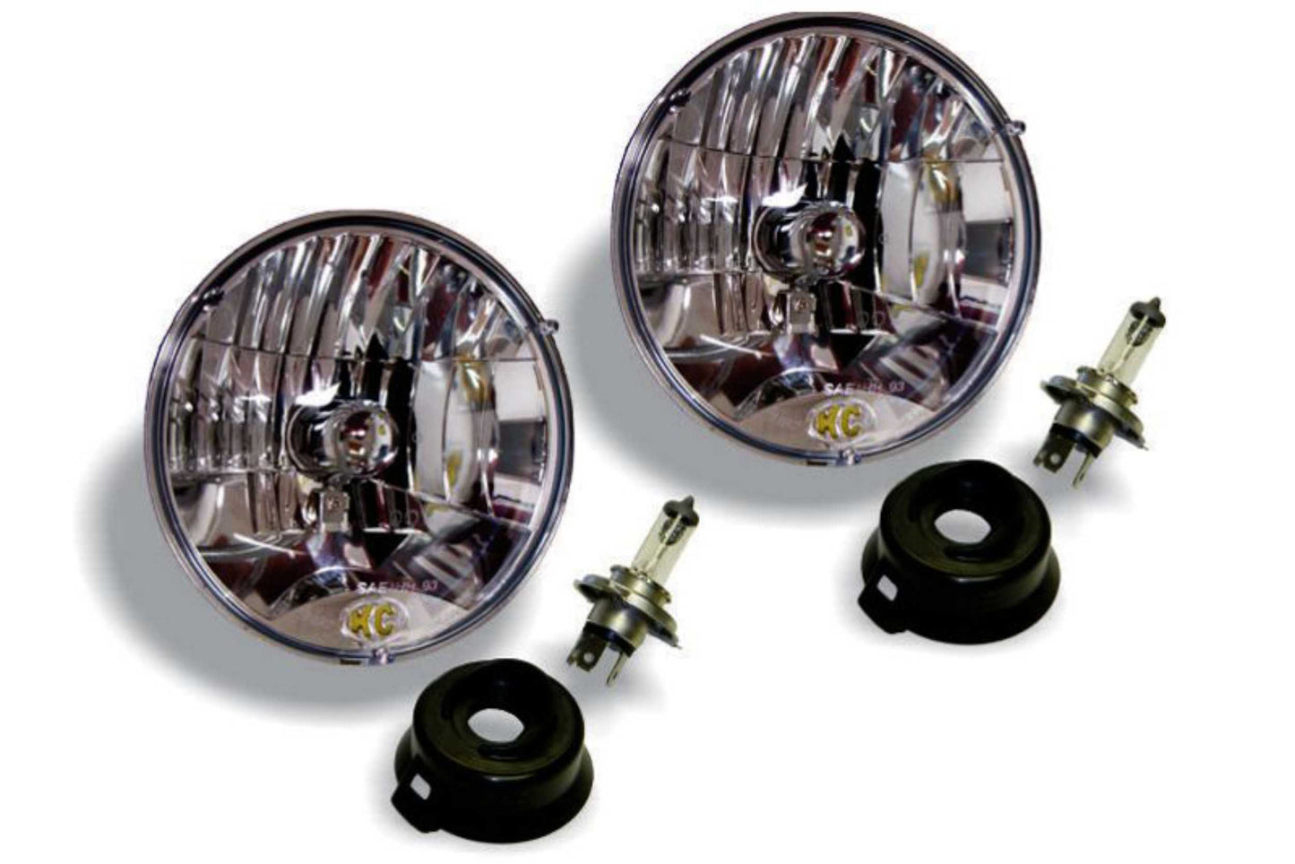 KC Hilites Halogen Headlight: (7in for Jeep JK / 55w/60w Driving / Pair)