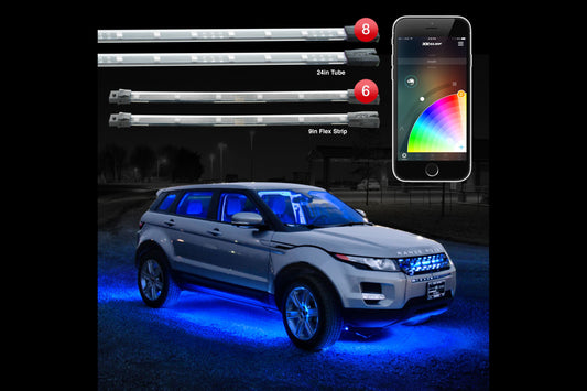 XKChrome RGB LED Underglow Kit: 6x 10in Tubes w/ Dash Mount Controller