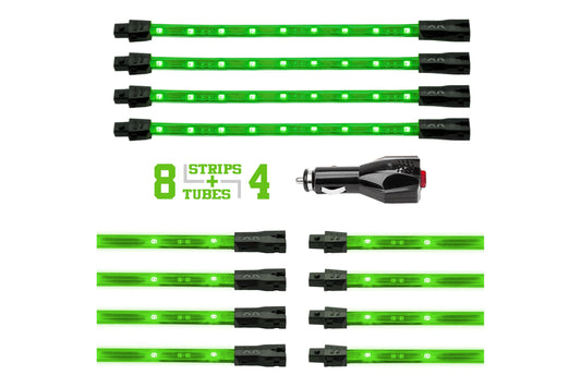 XKGlow Underglow Light Kit: Red / 8x 24in, 4x 8in Tubes