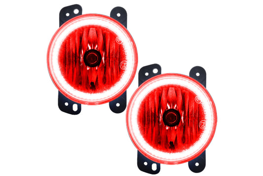 Oracle LED Halo Fogs: 07-09 Jeep Wrangler JK (Red SMD Single Color)