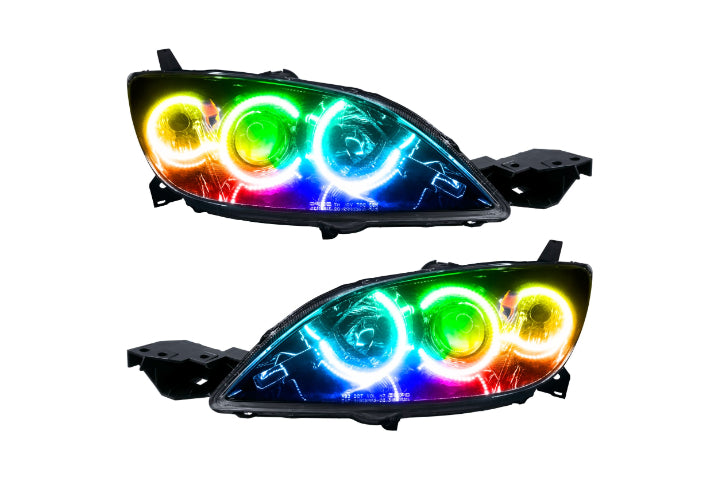 Oracle LED Halo Headlights: 04-09 Mazda 3 Sedan w/o OEM HID (ColorShift RGB / Simple Controller)