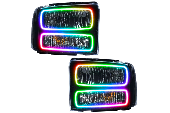 Oracle LED Halo Headlights: 05-07 Ford Super Duty (Black / ColorShift RGB / BC1 Controller)