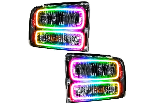 Oracle LED Halo Headlights: 05-07 Ford Super Duty (Chrome / ColorShift RGB / Simple Controller)