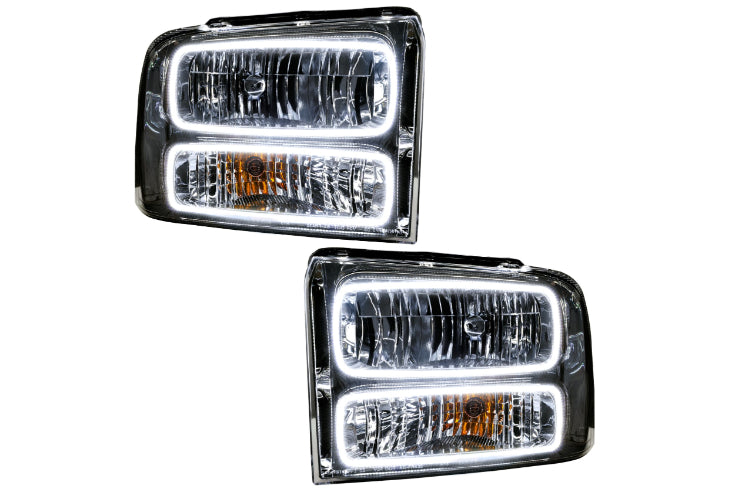 Oracle LED Halo Headlights: 05-07 Ford Super Duty (Chrome / White RGB Single Color)