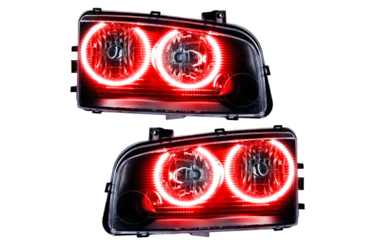 Oracle LED Halo Headlights: 05-10 Dodge Charger w/o OEM HID (Red SMD Single Color)