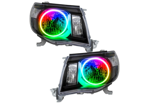 Oracle LED Halo Headlights: 05-11 Toyota Tacoma (Black / ColorShift RGB / RF Controller)