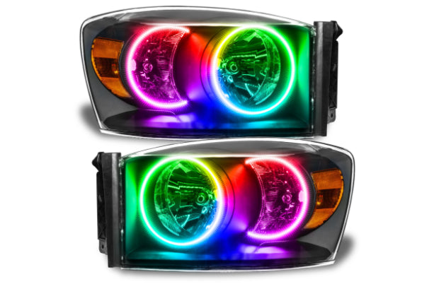Oracle LED Halo Headlights: 07-08 Dodge Ram (Black / ColorShift RGB / No Controller)