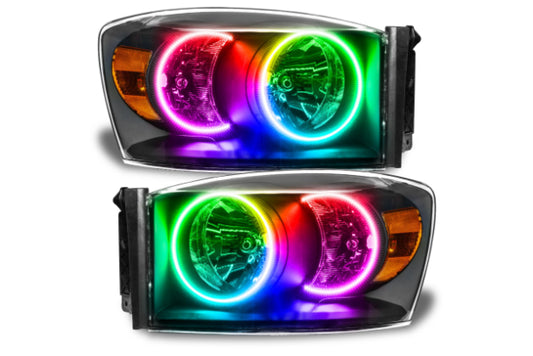 Oracle LED Halo Headlights: 07-08 Dodge Ram (Black / ColorShift RGB / No Controller)