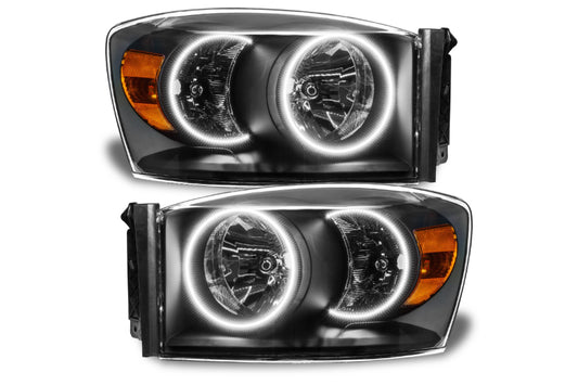 Oracle LED Halo Headlights: 07-08 Dodge Ram (Black / White SMD Single Color)