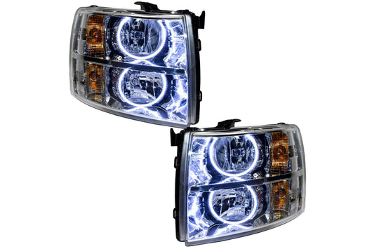 Oracle LED Halo Headlights: 07-13 Chevrolet Silverado (Chrome / Round Style / White SMD Single Color)