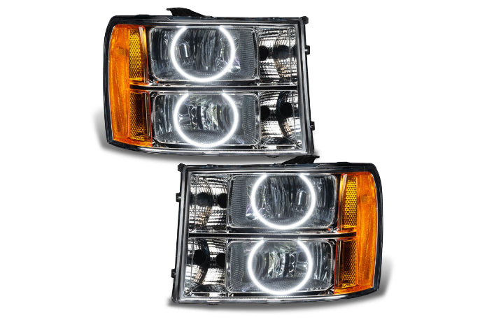 Oracle LED Halo Headlights: 07-13 GMC Sierra (Round Style / White SMD Single Color)