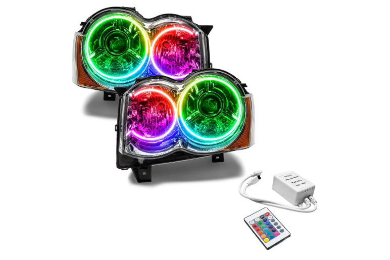 Oracle LED Halo Headlights: 08-10 Jeep Grand Cherokee w/ OEM HID (ColorShift RGB / Simple Controller)
