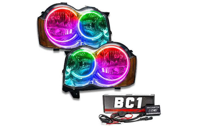 Oracle LED Halo Headlights: 08-10 Jeep Grand Cherokee w/o OEM HID (ColorShift RGB / BC1 Controller)