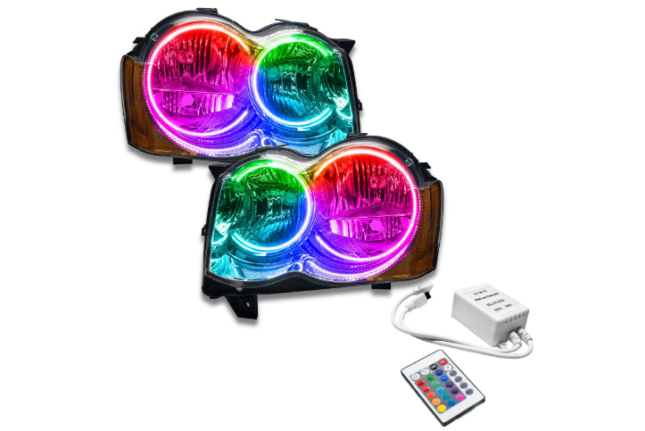 Oracle LED Halo Headlights: 08-10 Jeep Grand Cherokee w/o OEM HID (ColorShift RGB / Simple Controller)