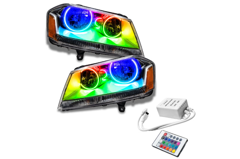 Oracle LED Halo Headlights: 08-14 Dodge Avenger (Chrome / ColorShift RGB / Simple Controller)