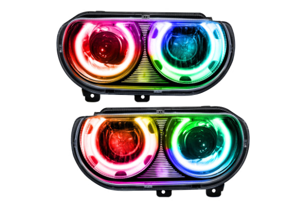 Oracle LED Halo Headlights: 08-14 Dodge Challenger w/ OEM HID (ColorShift RGB / RF Controller)