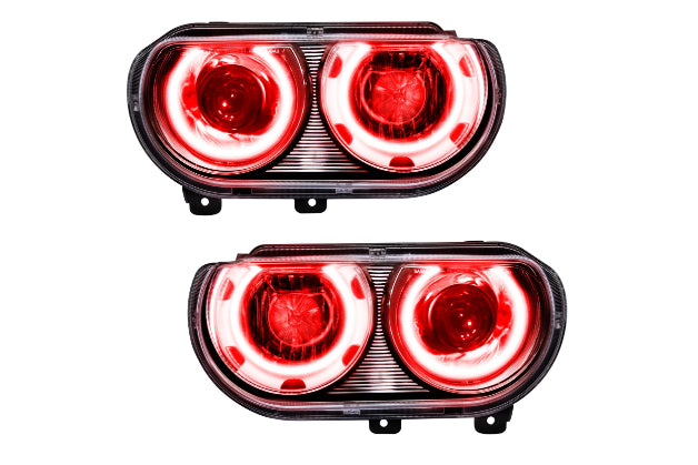 Oracle LED Halo Headlights: 08-14 Dodge Challenger w/ OEM HID (Red SMD Single Color)