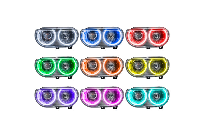 Oracle LED Halo Headlights: 08-14 Dodge Challenger w/o OEM HID (ColorShift RGB / 2.0 Controller)