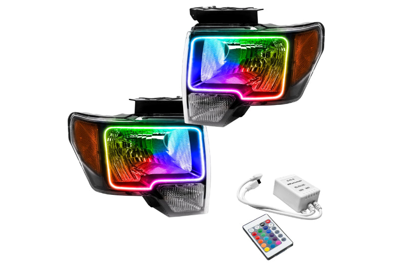 Oracle LED Halo Headlights: 09-14 Ford F-150 (Black / ColorShift RGB / Simple Controller)