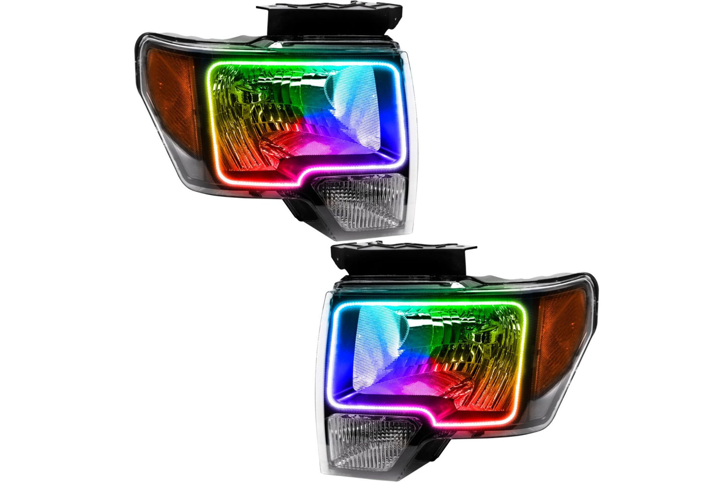 Oracle LED Halo Headlights: 09-14 Ford F-150 (Chrome / ColorShift RGB / RF Controller)