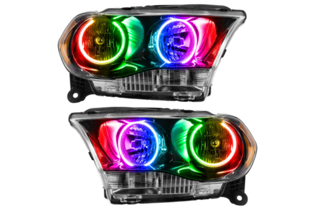 Oracle LED Halo Headlights: 11-13 Dodge Durango w/o OEM HID (Black / ColorShift RGB / 2.0 Controller)