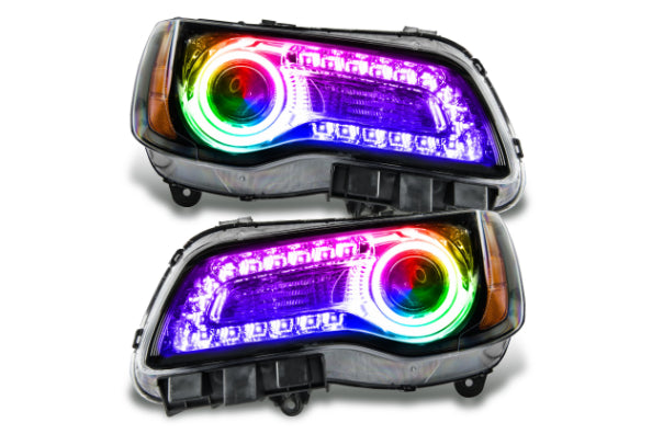 Oracle LED Halo Headlights: 11-14 Chrysler 300C w/o OEM HID (Black / ColorShift RGB + RGB DRL / 2.0 Controller)