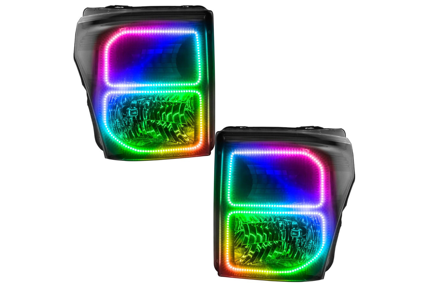 Oracle LED Halo Headlights: 11-16 Ford Super Duty (Black / ColorShift RGB / No Controller)