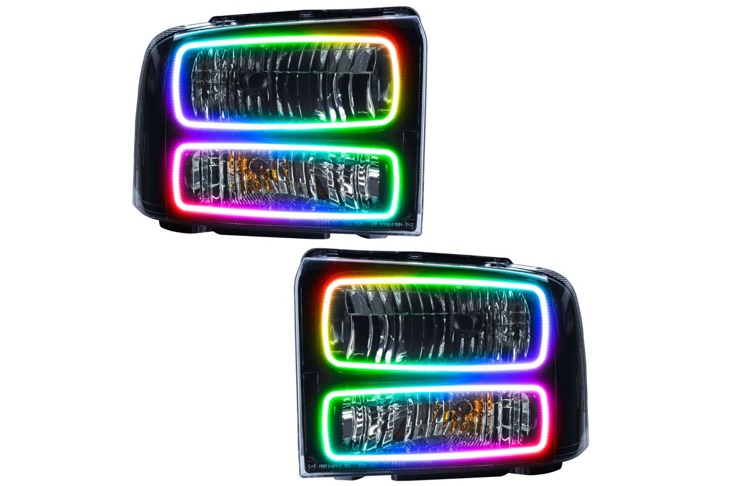 Oracle LED Halo Headlights: 2005 Ford Excursion (Black / ColorShift RGB / 2.0 Controller)