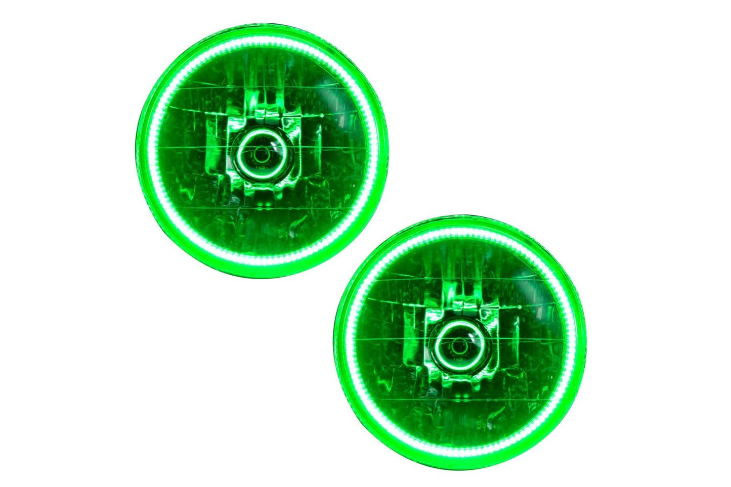 Oracle LED Halo Headlights: 97-06 Jeep Wrangler TJ (Green SMD Single Color)