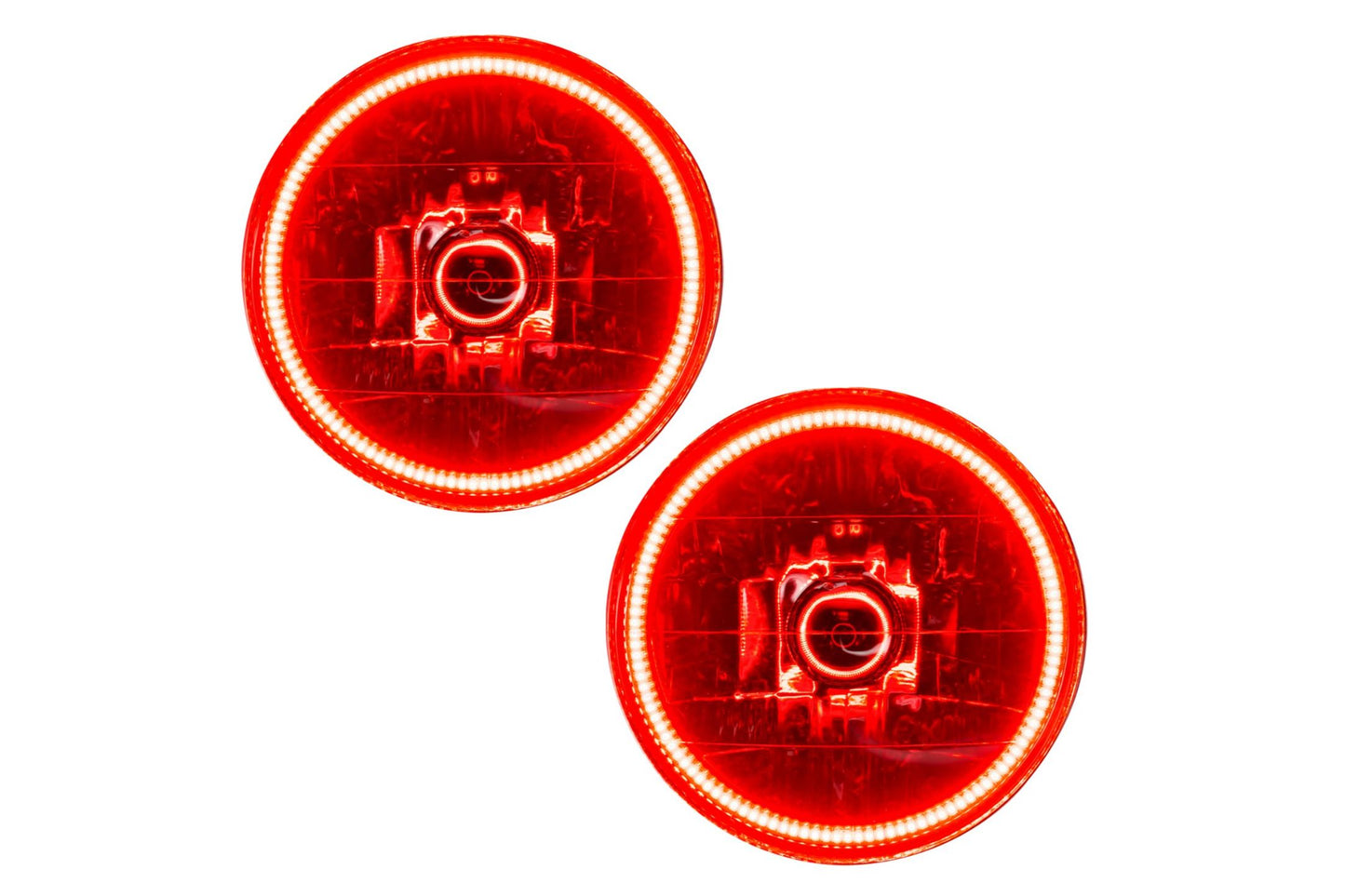 Oracle LED Halo Headlights: 97-06 Jeep Wrangler TJ (Red SMD Single Color)