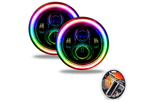 Oracle LED Headlights: Black / ColorShift RGB / No Controller (Pair)