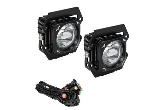 Vision X LED Fog Light System: Ford Ranger (19+) (2x Square Multi-LED Mini Cannon Pods)