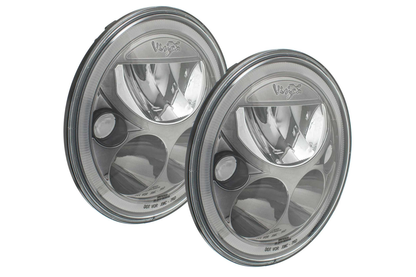 Vision X LED Headlights: Jeep Wrangler JK (07-16) (Set / 7in Round / Black / Amber Halo)