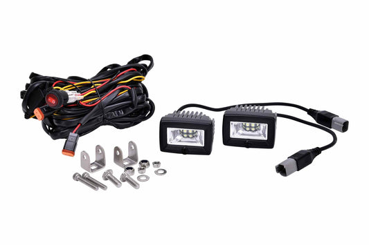 C2 2in LED Pod System: (Pair / Flood Beam / With Harness)