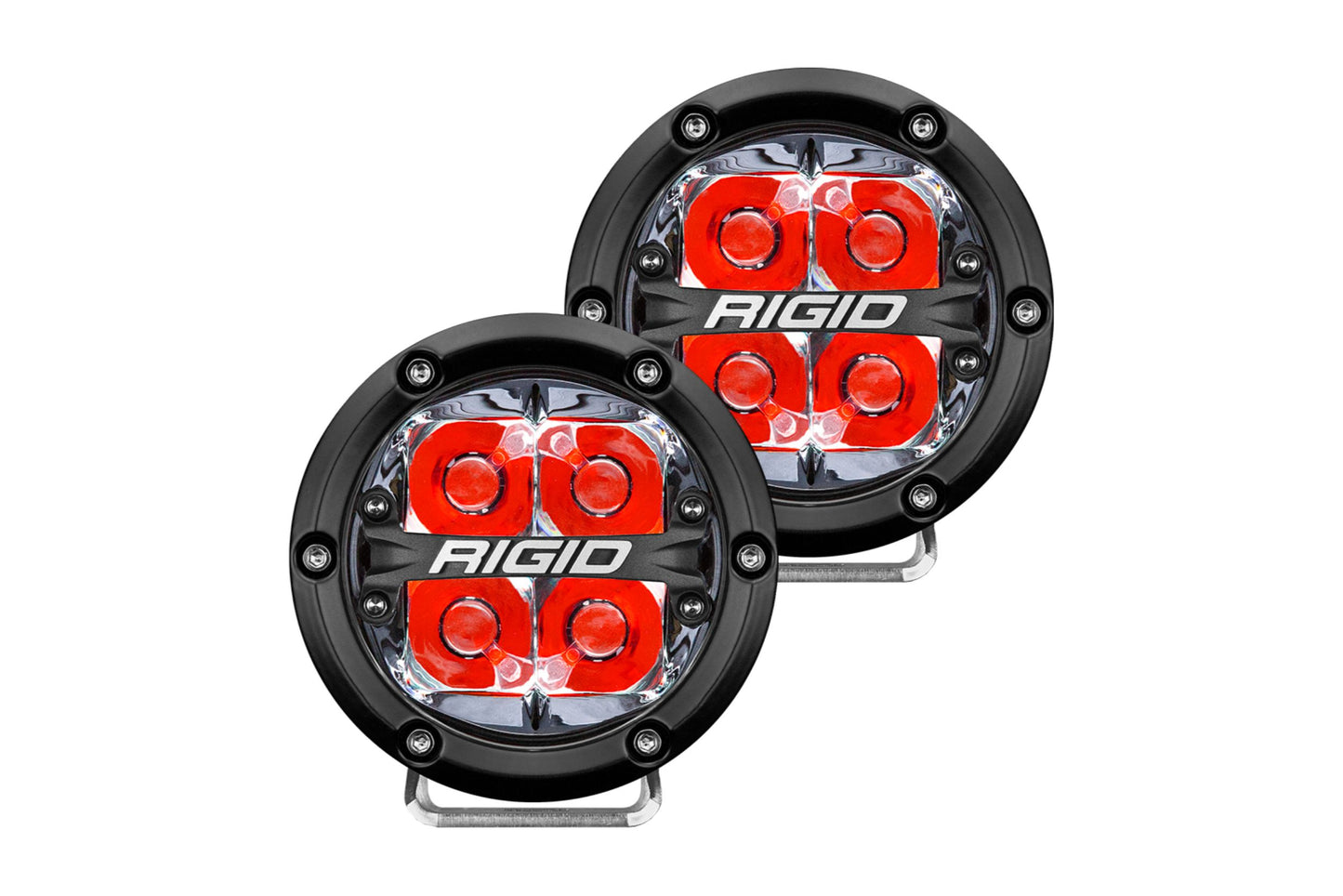 Rigid 360-Series LED Light: (4in / Driving / Red Backlight / Pair)