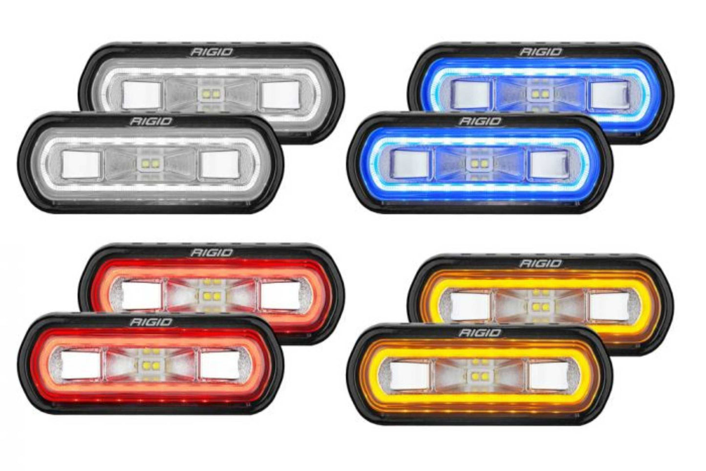 Rigid SR-L Series LED Light Pod: (Red Halo / Flush / Pair)