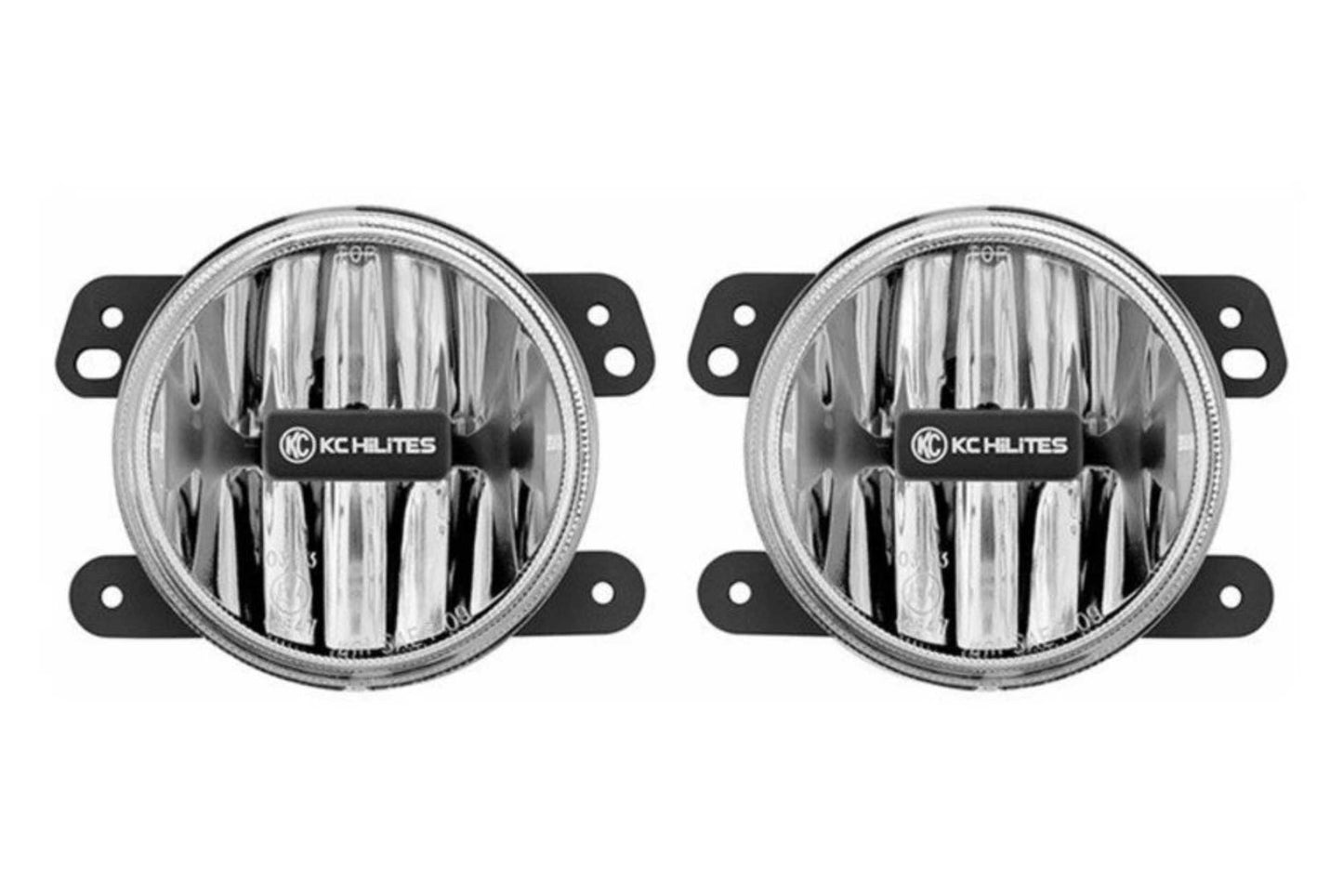 KC Hilites Gravity G4 LED Light: (4in / White 10w Fog / For 10-18 Wrangler JK / Each)