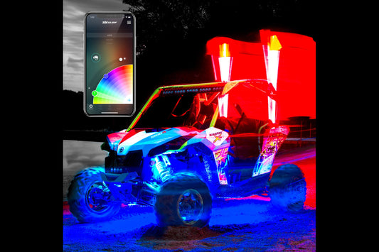 XKChrome RGB LED Whip Lights: 48in / Pair w/ Dash Mount Controller