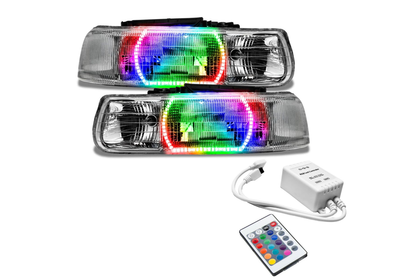 Oracle LED Halo Headlights: 00-06 Chevrolet Tahoe / GMC Yukon (ColorShift RGB / Simple Controller)