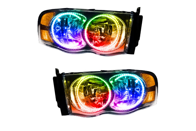 Oracle LED Halo Headlights: 02-05 Dodge Ram (ColorShift RGB / Simple Controller)