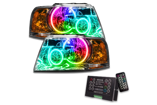 Oracle LED Halo Headlights: 03-06 Ford Expedition (Chrome / ColorShift RGB / 2.0 Controller)