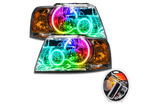 Oracle LED Halo Headlights: 03-06 Ford Expedition (Chrome / ColorShift RGB / RF Controller)