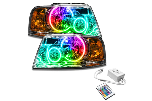 Oracle LED Halo Headlights: 03-06 Ford Expedition (Chrome / ColorShift RGB / Simple Controller)