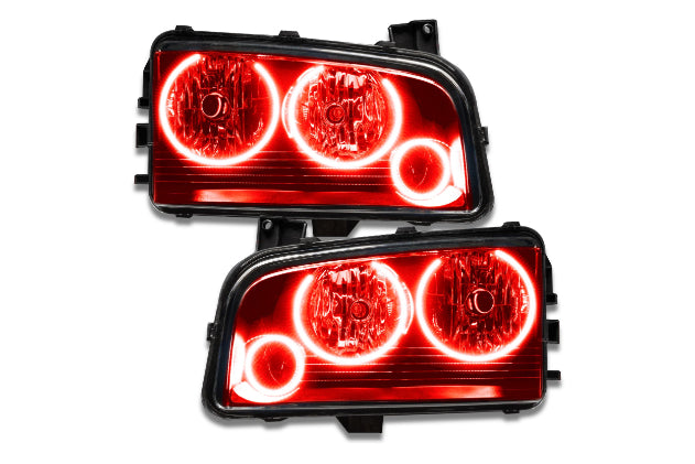 Oracle LED Halo Headlights: 05-10 Dodge Charger w/o OEM HID (Triple Halo / Red SMD Single Color)