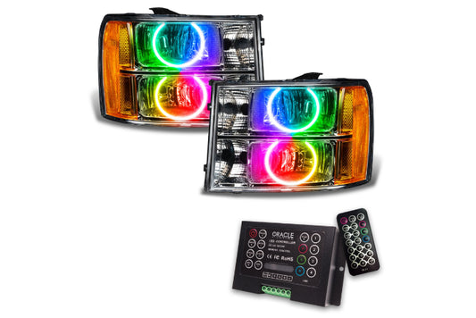 Oracle LED Halo Headlights: 07-13 GMC Sierra (Round Style / ColorShift RGB / 2.0 Controller)