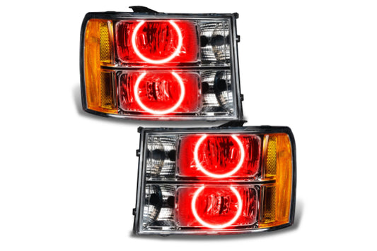 Oracle LED Halo Headlights: 07-13 GMC Sierra (Round Style / Red SMD Single Color)