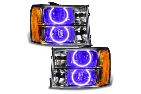 Oracle LED Halo Headlights: 07-13 GMC Sierra (Round Style / UV/Purple SMD Single Color)