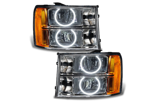 Oracle LED Halo Headlights: 07-13 GMC Sierra (Round Style / White SMD Single Color)
