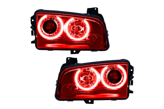 Oracle LED Halo Headlights: 08-10 Dodge Charger w/ OEM HID (Red SMD Single Color)